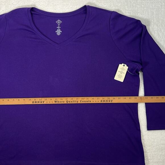 New! St. John’s Bay purple long sleeve v-neck cotton t-shirt 5X - Picture 3 of 8